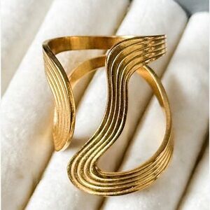 Wave Gold-Tone Statement Ring